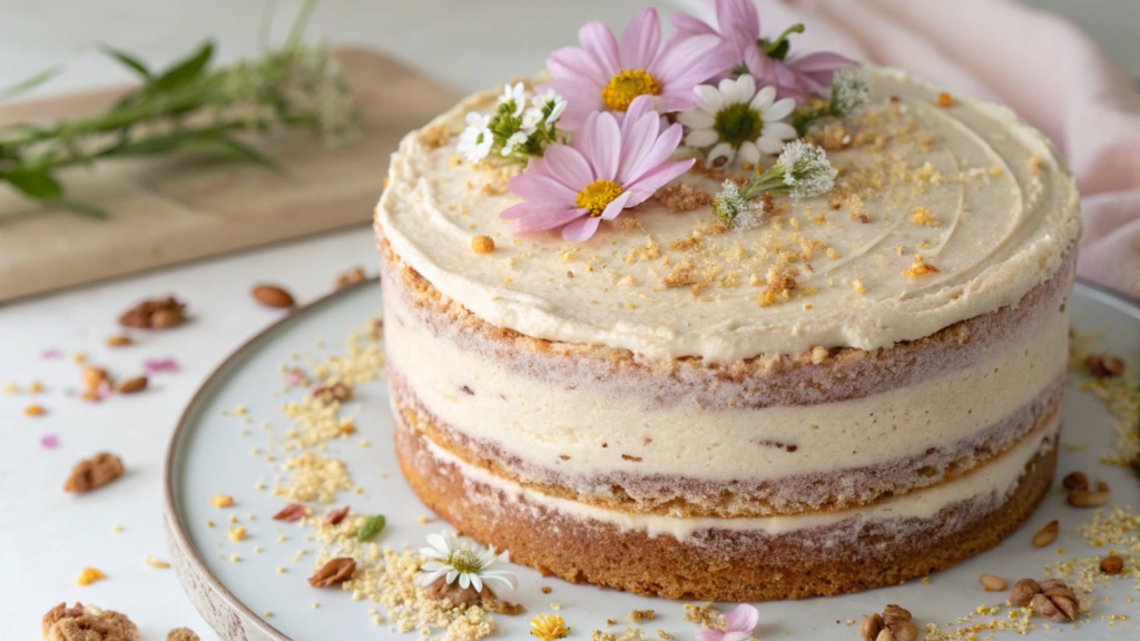 Tahini Vanilla Wildflower Cake With Toasty Nutty Notes