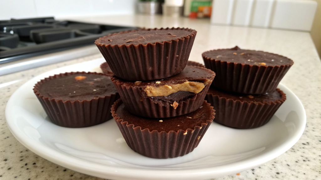 Sugar-free homemade Reese’s Cups with stevia and unsweetened cocoa
