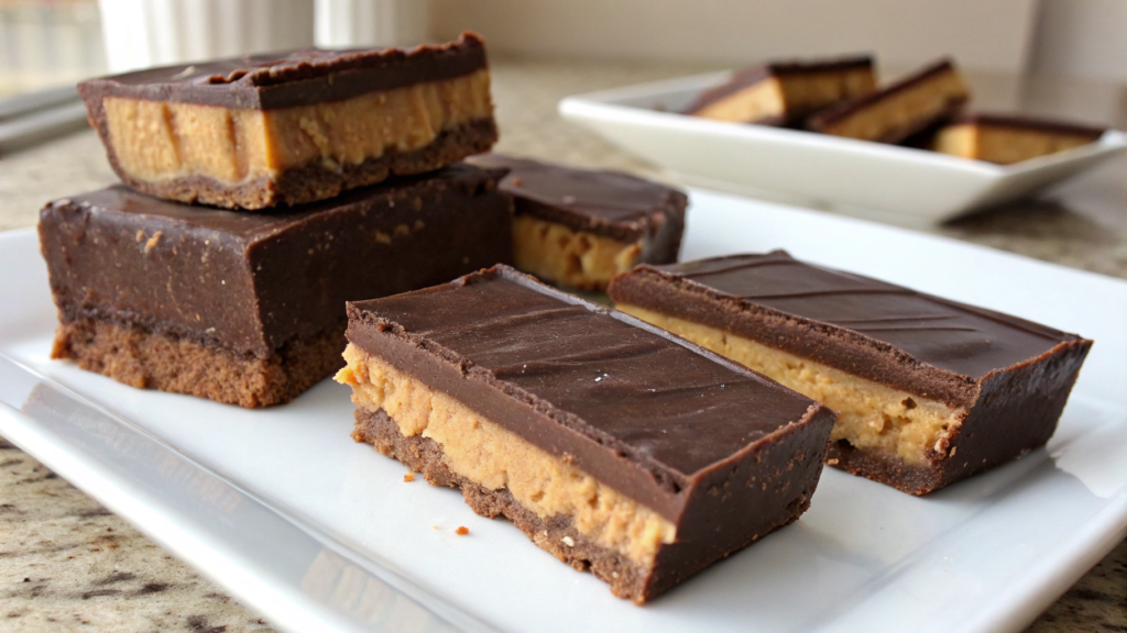 PB2 homemade Reeses cups bars with fudge like texture