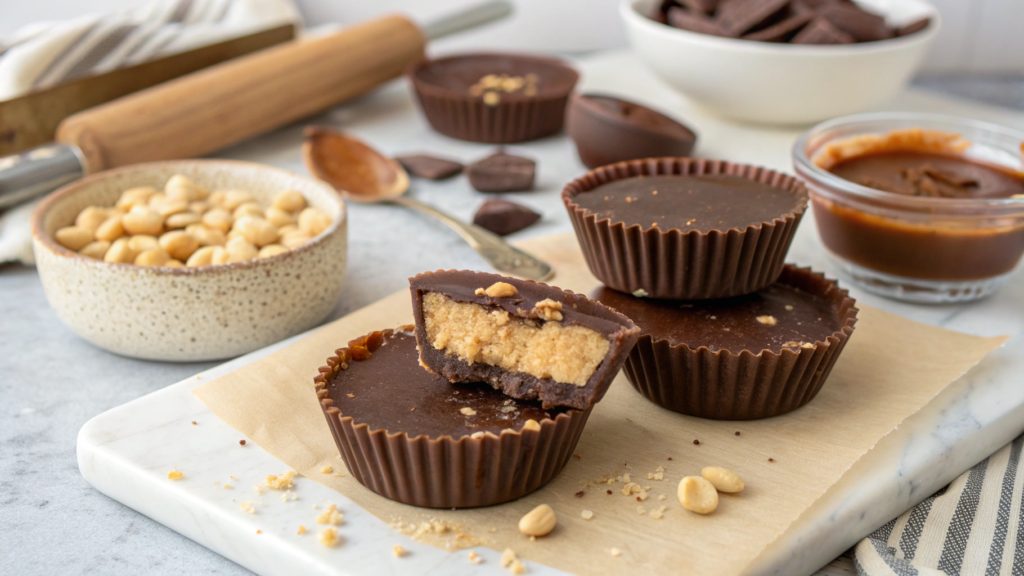 Homemade Reeses Cups With Almond Flour Peanut Butter Dough