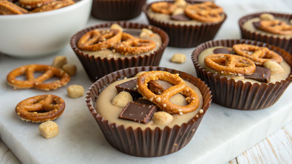 Salted Pretzel Homemade Reeses Cups With Crunchy Layer