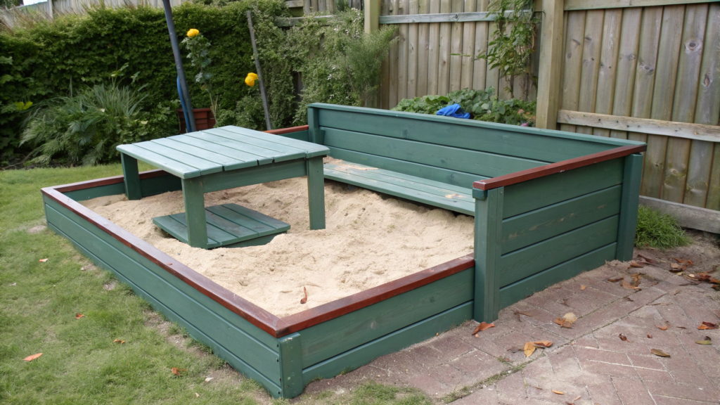 Sandbox with cover bench
