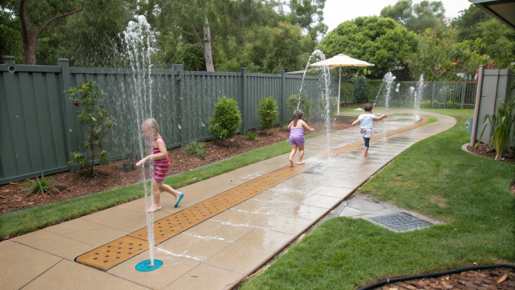 Narrow splash pad strip