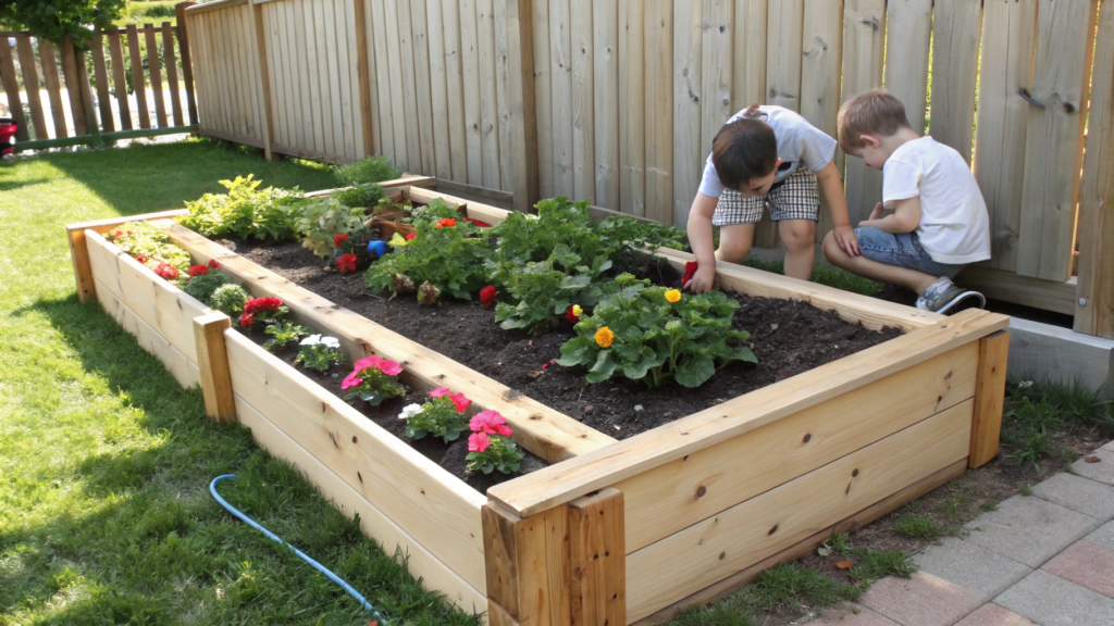 Kid friendly raised garden bed