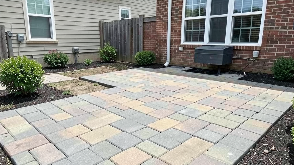 DIY patio makeover using concrete pavers