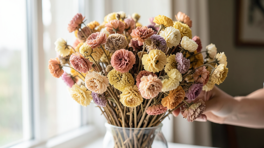 Storing dried flowers away from light