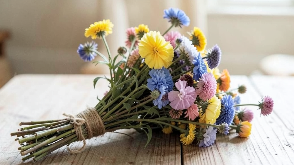 Air drying a small bouquet