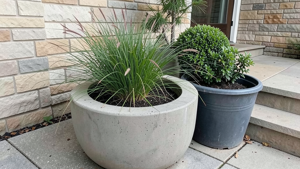 Large round concrete planter
