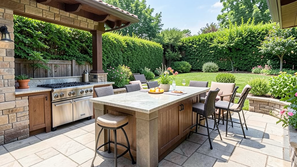 Outdoor kitchen zone for family entertaining