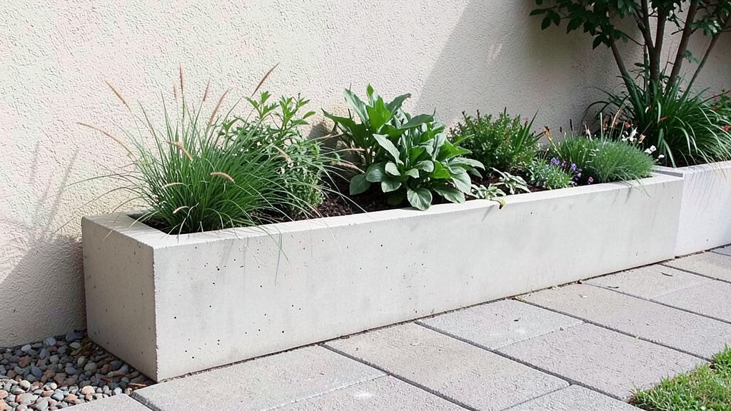 Rectangular concrete planter box