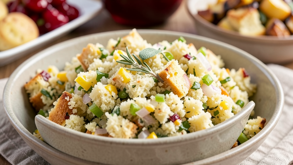 Vegetarian cornbread stuffing loaded with flavor