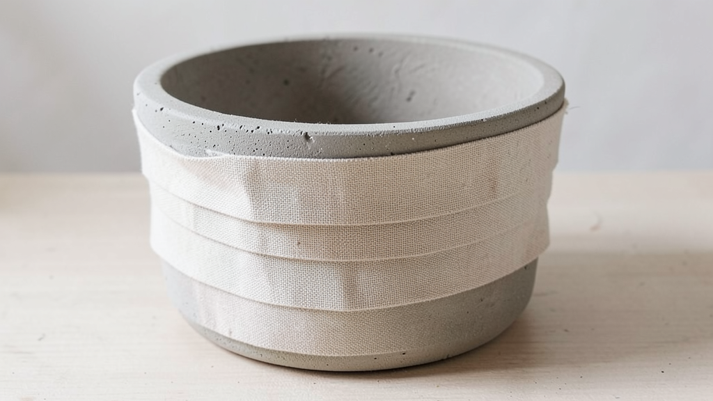 Fabric wrapped concrete pot