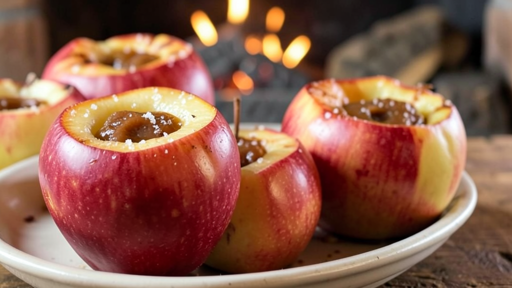 Fireplace Baked Apples with Salted Toffee Butter