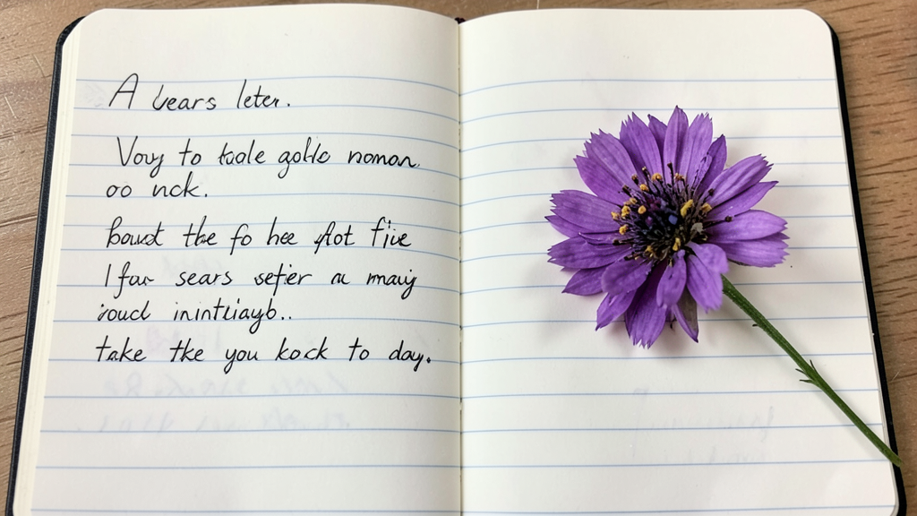 Pressed flowers in a diary