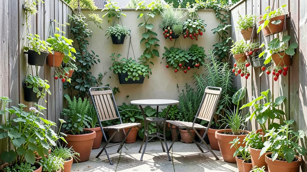 Small patio with vertical garden