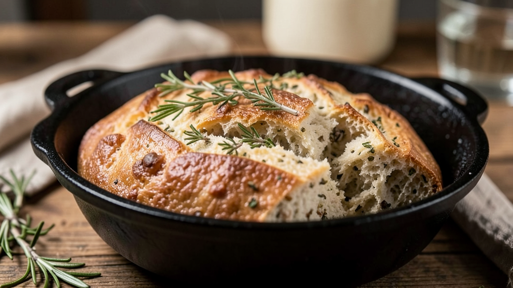 Rustic Herb Bread Baked in Cast Iron