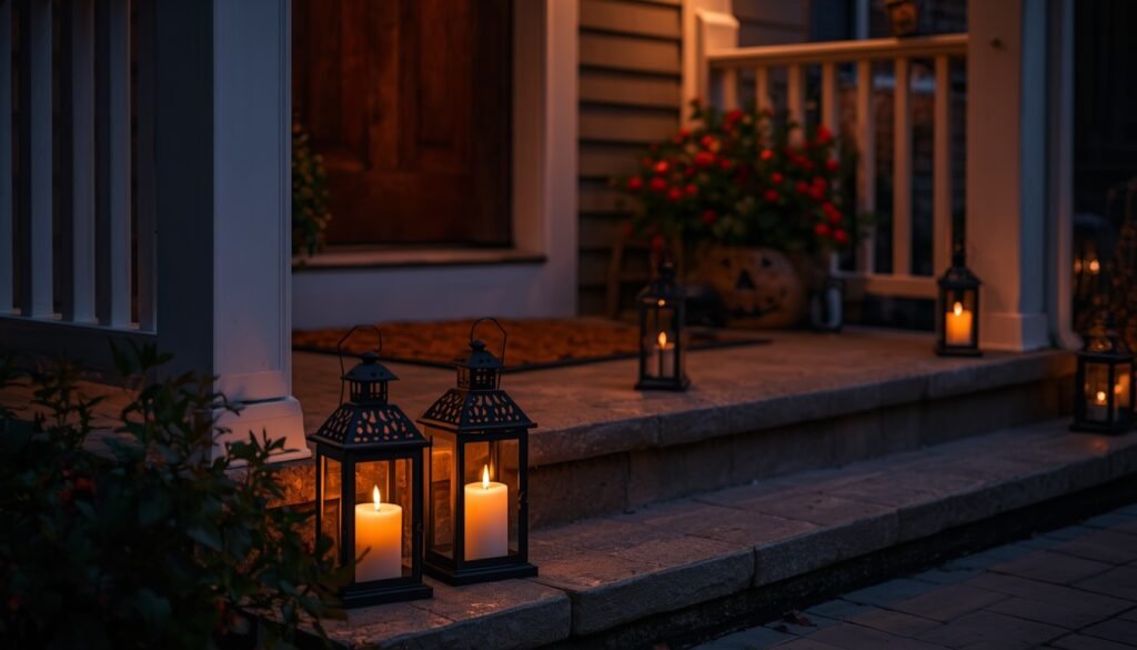 Spooky front porch lanterns