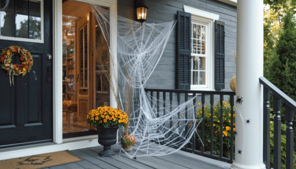 Spider web front porch corner